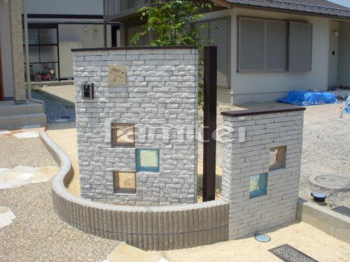 ガラスブロック門柱のおしゃれな洋風外構 ファミリー庭園株式会社 滋賀店 ガーデンプラット ガラスブロック門柱のおしゃれな洋風外構 ファミリー庭園株式会社 滋賀店 ガーデンプラット