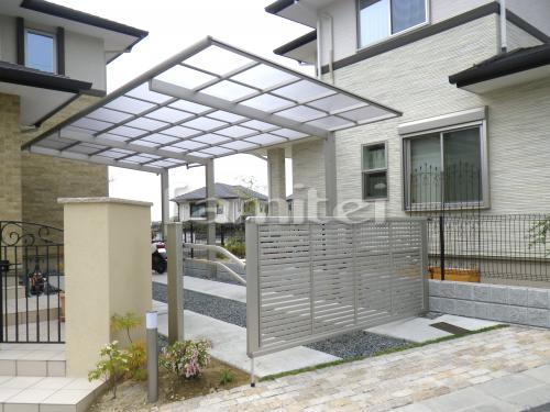 縦連棟カーポート 電動跳ね上げ式門扉 奈良市 ファミリー庭園株式会社 奈良店 ガーデンプラット