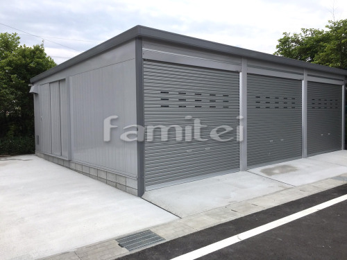 大型駐車場シャッター車庫設置工事 東近江市 ファミリー庭園株式会社 滋賀店 ガーデンプラット