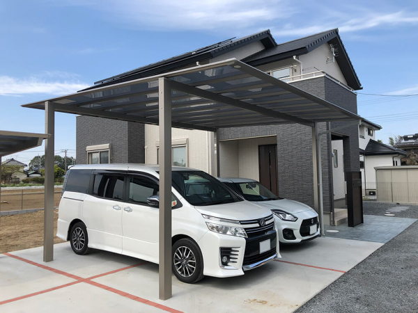 カーポート2台分 ヒライエクステリア ガーデンプラット