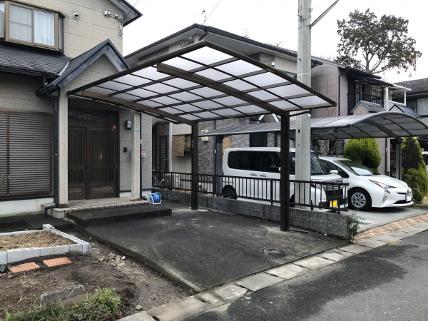 間口3ｍの大きなカーポートを施工させて頂きました エクステリア リーフ ガーデンプラット